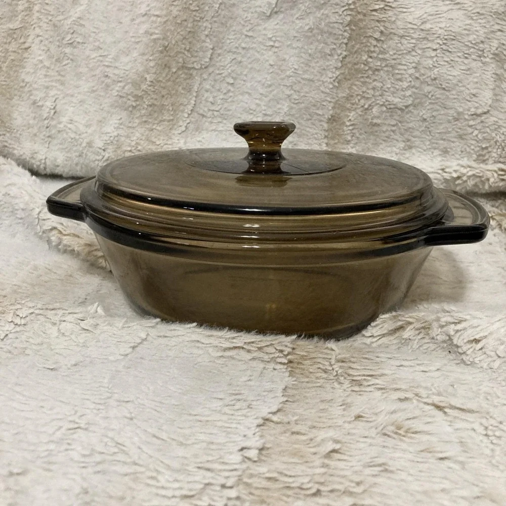 VTG Anchor Hocking Ovenware 1.5 Quart Brown Glass Casserole Dish #1037 w/Lid